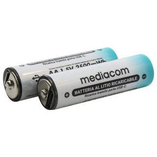 2 batterie AA 1650Mah RIC. USB-C - Mediacom