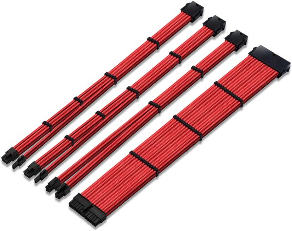 Sleeve Cable set, Kit prolunghe cavi per PC, Rosso
24Pin, 8Pin(4+4), 2x8Pin(6+2)